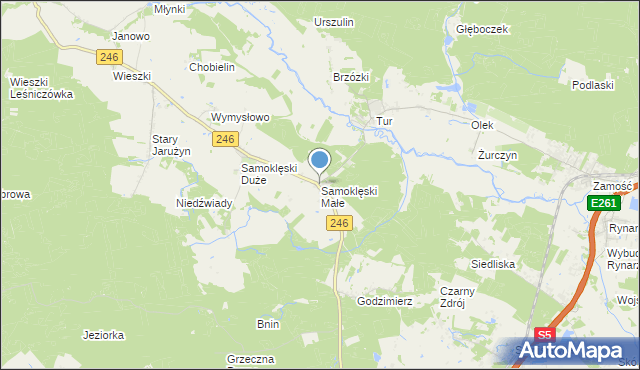 mapa Samoklęski Małe, Samoklęski Małe na mapie Targeo